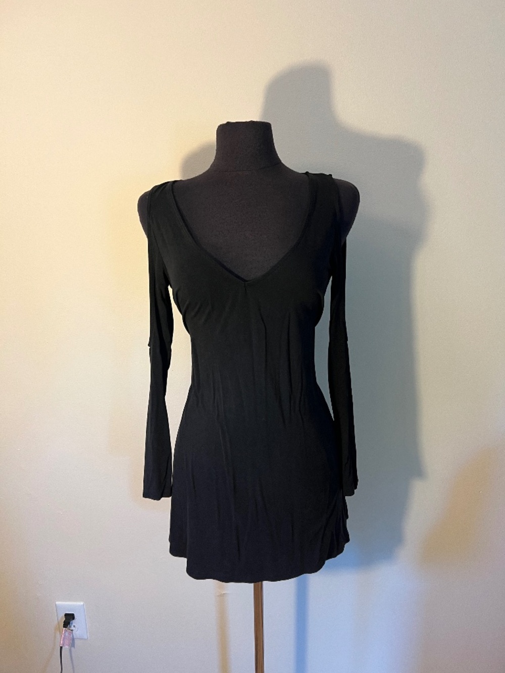 Tobi Cold Shoulder Black Mini Dress